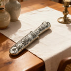 Damascus Engraved Lady Luck Pocket Knife