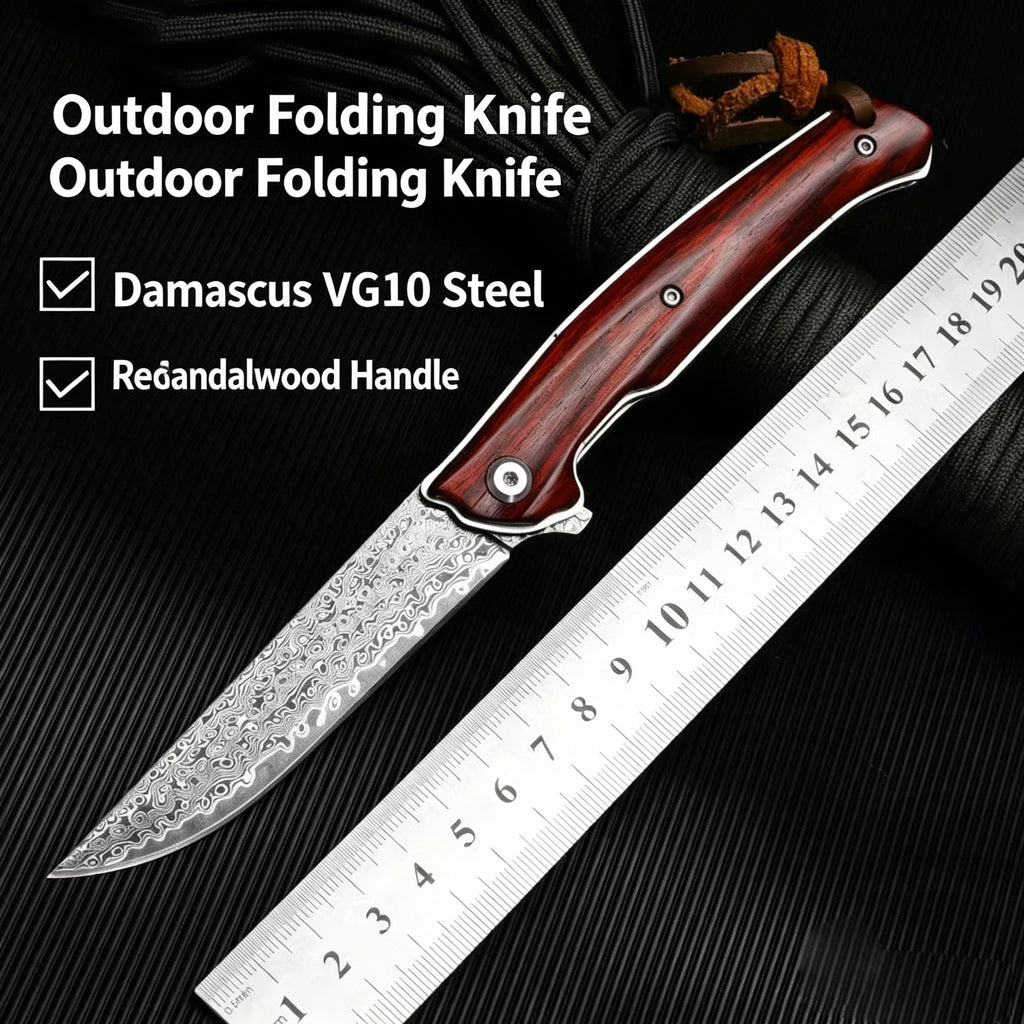 VG10 Damascus Red Sandalwood Pocket Knife