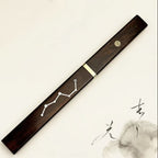 Starfield Constellation Inlay Damascus Fixed Blade Tanto Knife with Ebony Wood Sheath