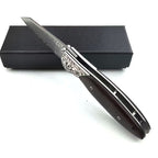 Engraved Spark Damascus Portable Outdoor Folding Knife
