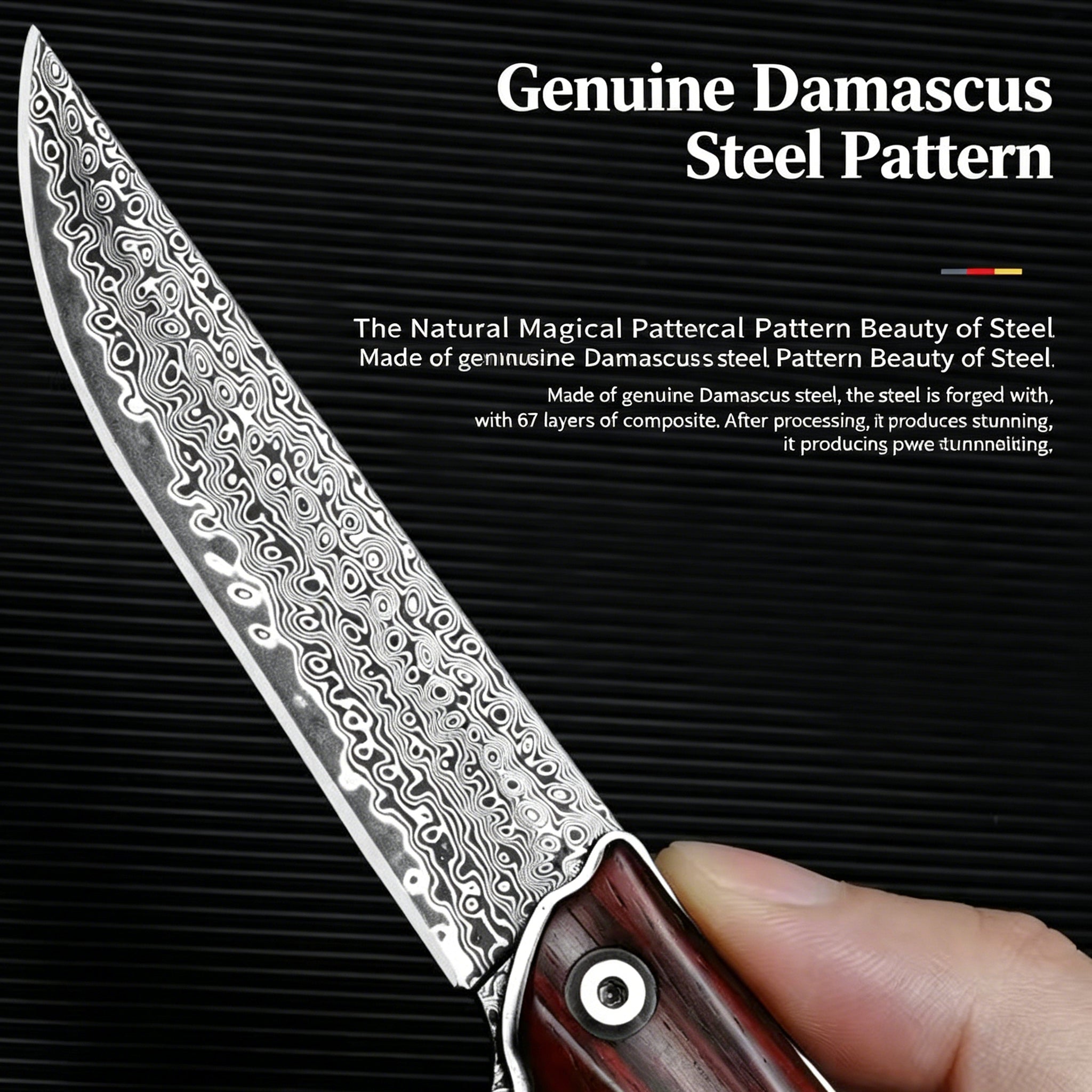 VG10 Damascus Red Sandalwood Pocket Knife