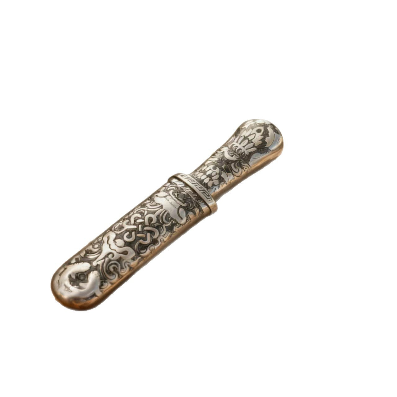Damascus Engraved Lady Luck Pocket Knife