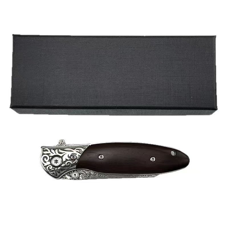 Engraved Spark Damascus Portable Outdoor Folding Knife